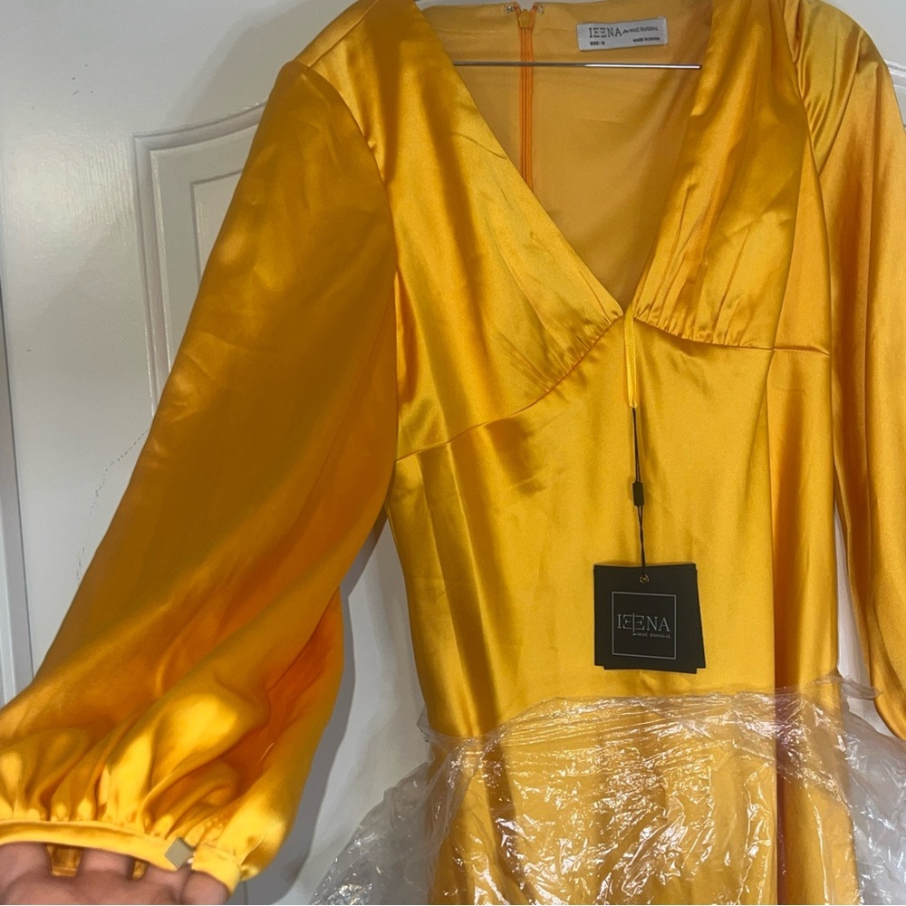 IEENA for MAC DUGGAL 55693 Satin Evening Dress Gem Yellow Women’s Size 12 NWT - Picture 7 of 7